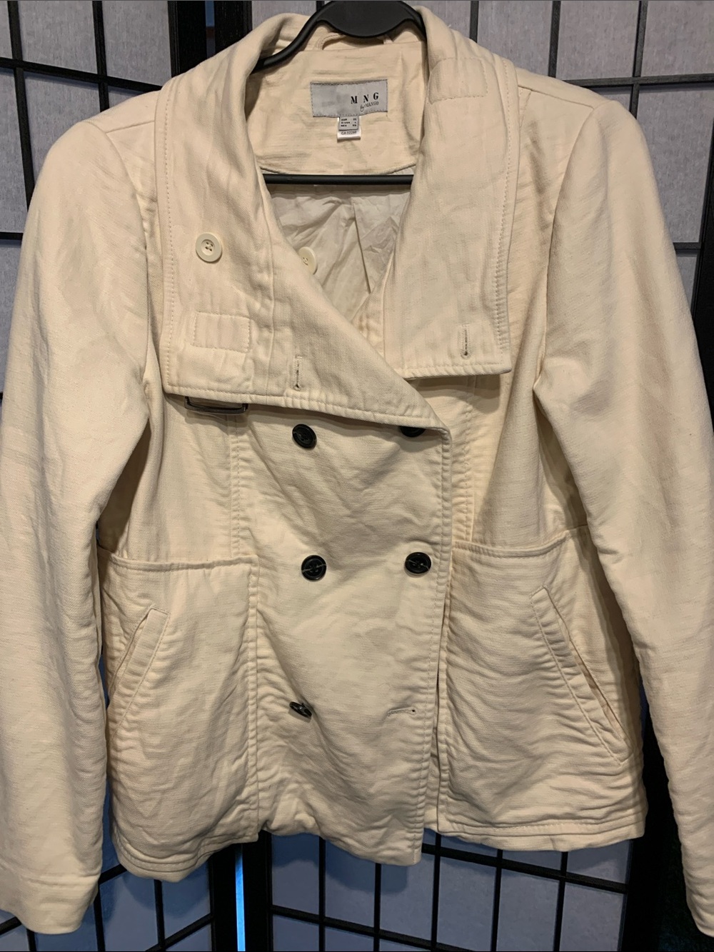 Mango Women's Double-Breasted Cream Peacoat Size XL